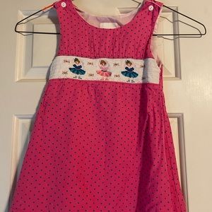 Pink dress with smocked dancers
